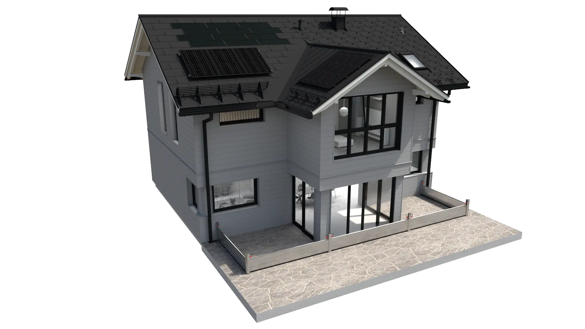PREFA komplett system med takplatta R.16, solar takplatta, Siding-fasad, takavvattning och översvämningsskydd