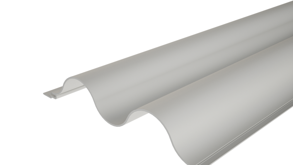 PREFA strängpressad profil 34/100 i vågform för fasader och balkongbeklädnad