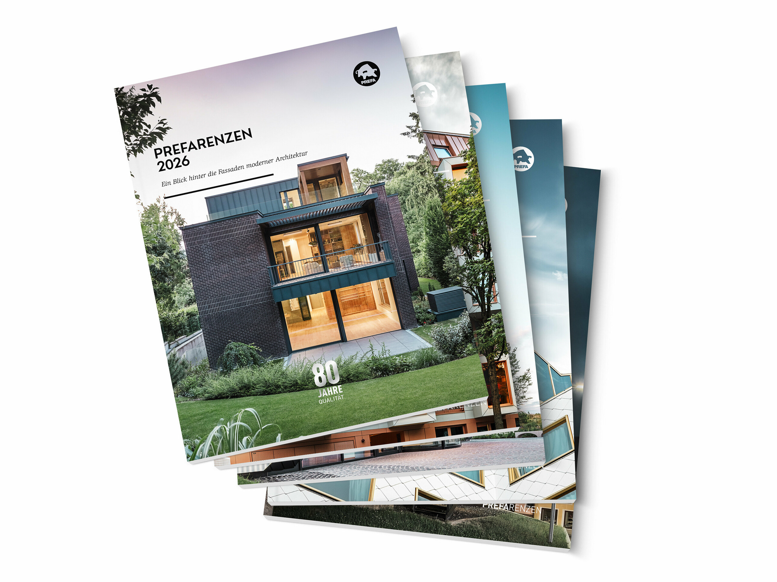 Bilden visar PREFARENCIES med imponerande exempel på modern arkitektur med aluminium som byggnadsmaterial, mot en vit bakgrund. 