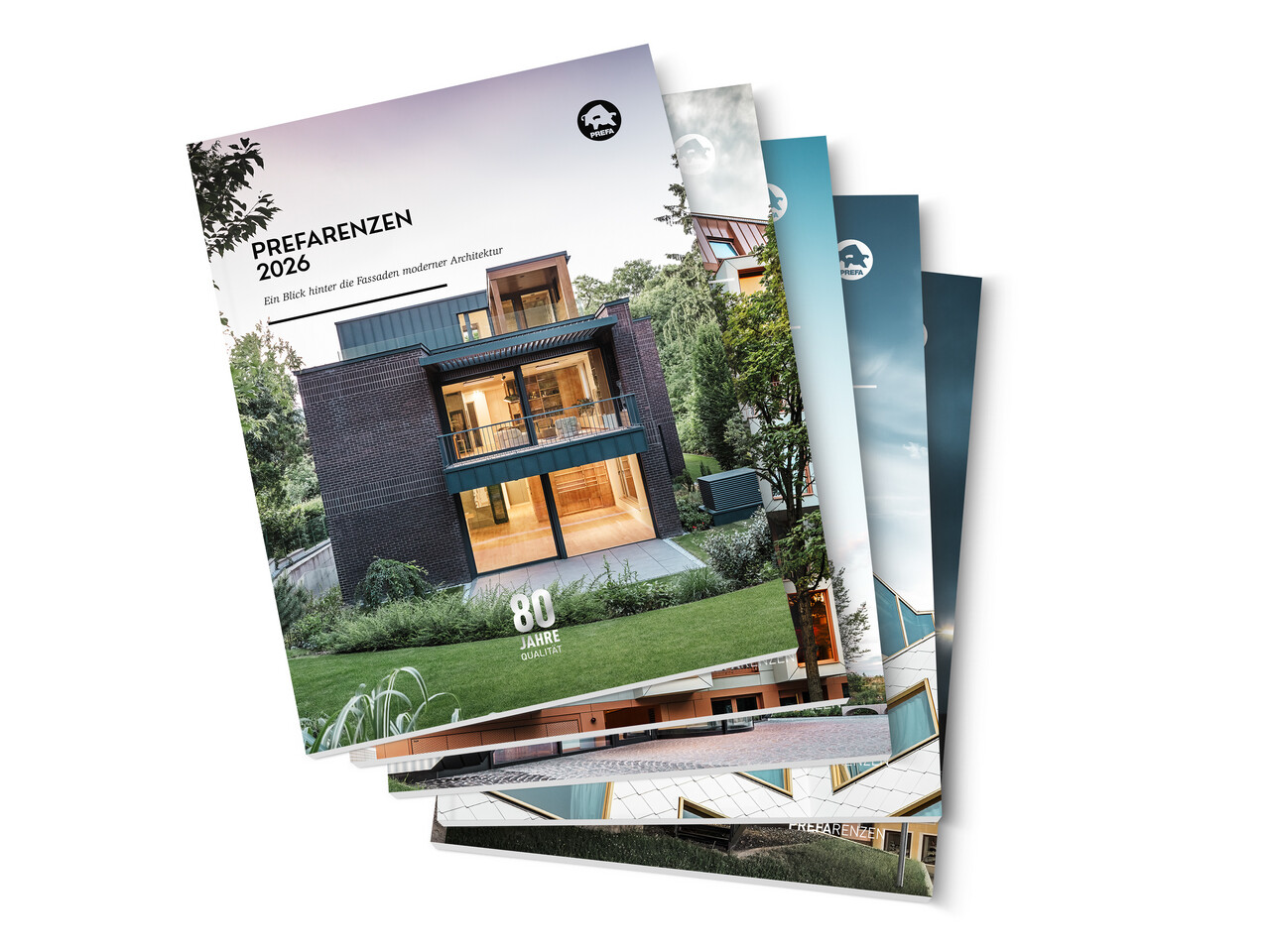 Bilden visar PREFARENCIES med imponerande exempel på modern arkitektur med aluminium som byggnadsmaterial, mot en vit bakgrund. 