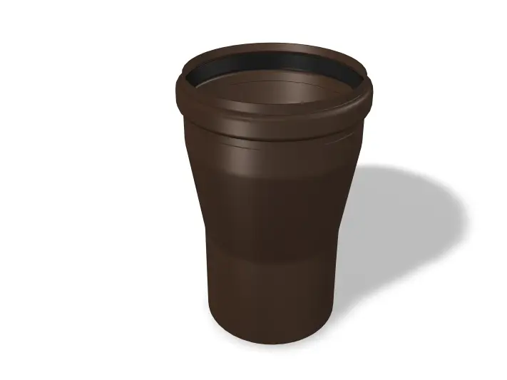 PREFA rörgenomföring, tillgänglig i storlekarna Ø 110/100 mm och Ø 125/120 mm, möjliggör sömlös övergång mellan rörledningar av olika storlek i takavvattnings- och fasadsystem.