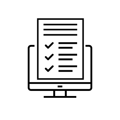 Clipart av en bildskärm som visar en checklista resp. formulär