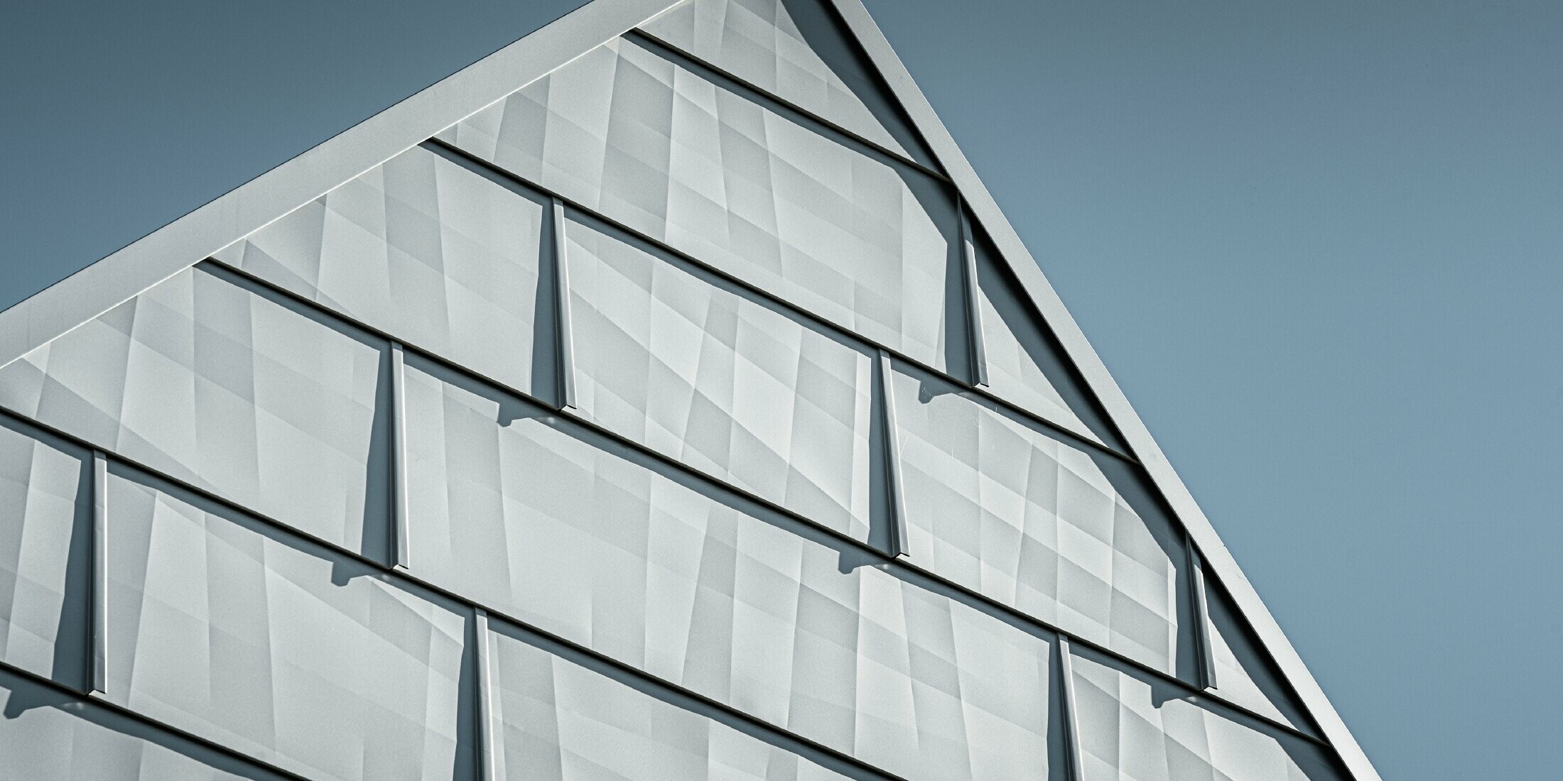 Foto von einem Satteldach, das mit FX.12 Dach- und fassadenpaneele in Silbermetallic verkleidet ist. 
