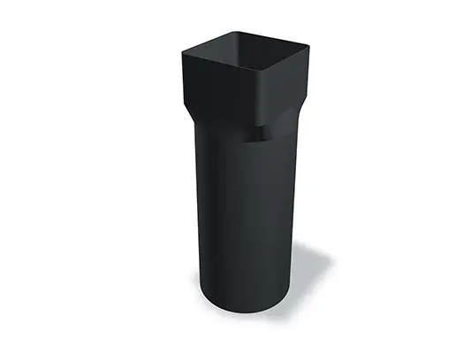 PREFA fyrkantrörsmuff 100, tillgänglig i storlekarna 100 Ø 98 mm och 100 Ø 115 mm, möjliggör säker sammanfogning av fyrkantrör i takavvattningssystem. Denna muff säkerställer en stabil och varaktig tätning.