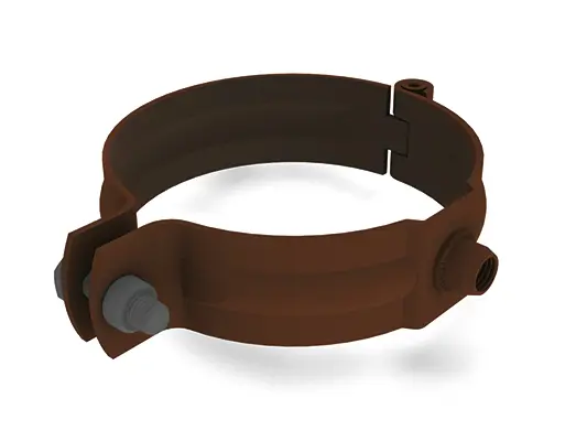 PREFA rörklämma för avloppsrör, brun, Ø 60, 80, 100, 120, 150 mm, med M10-gänga utan tappar, stabil fästlösning för stuprör.