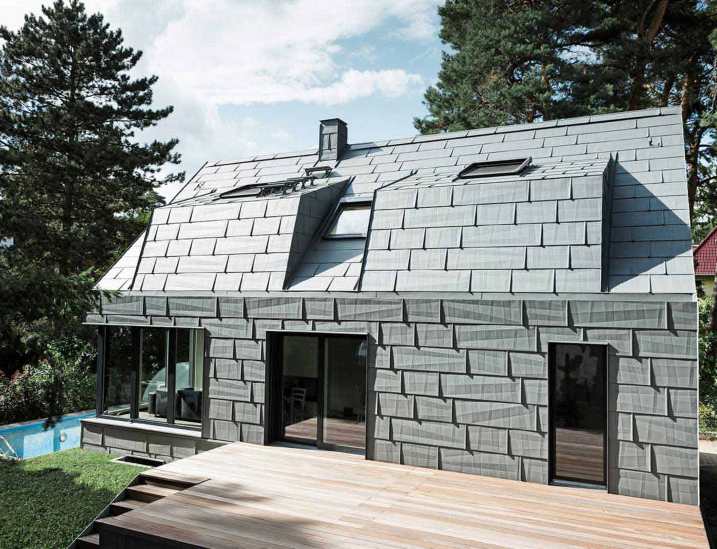 Referensobjekt PREFA Taksystem Takpanel FX.12 07 P.10 ljusgrå