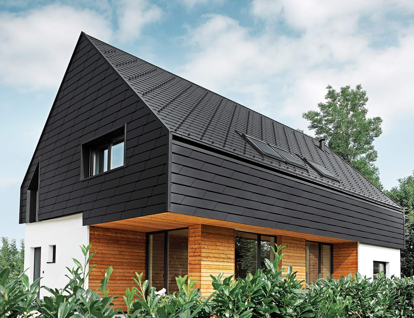 Referensobjekt PREFA Fasadsystem Väggshingel XL 03 P.10 svart