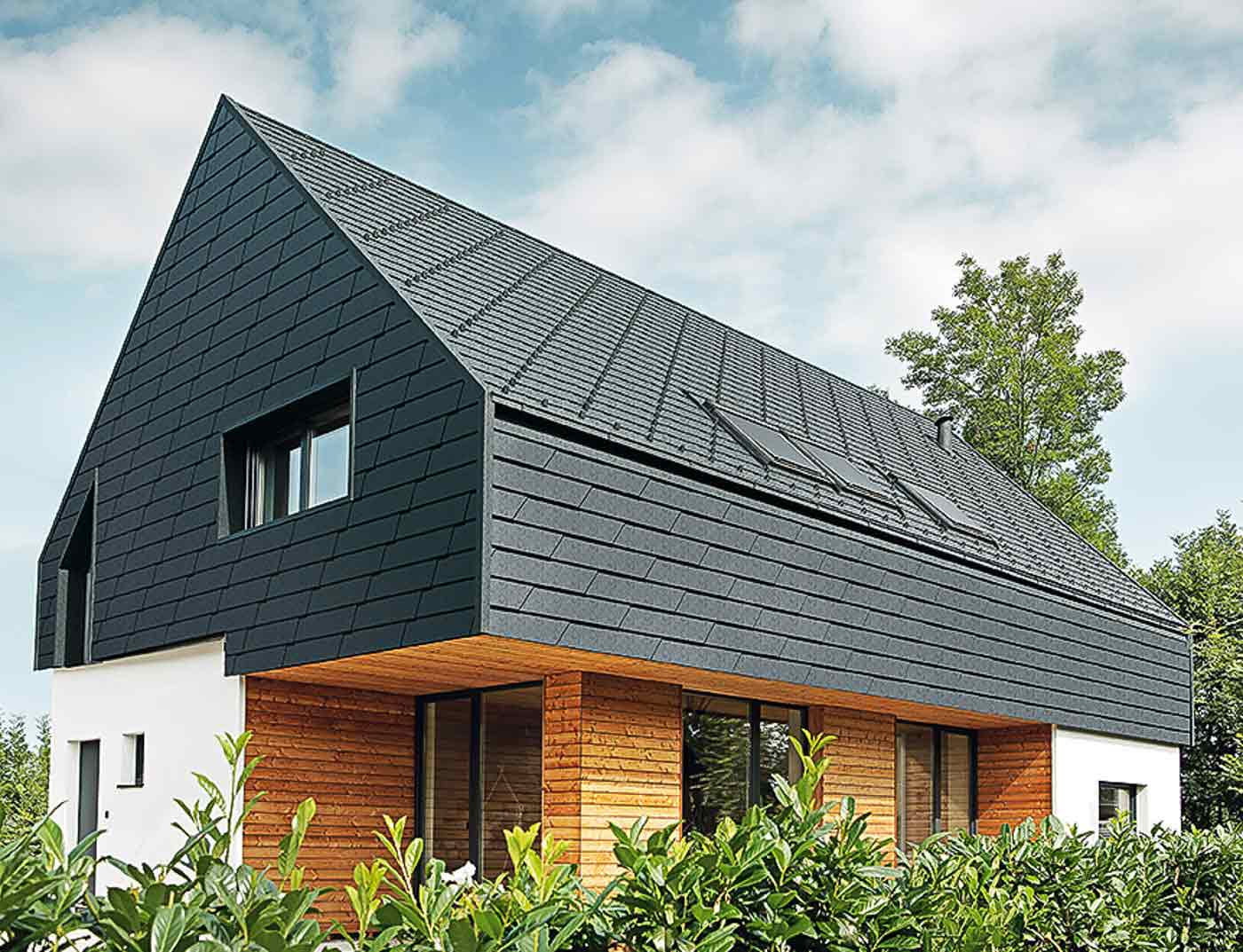 Referensobjekt PREFA Fasadsystem Väggshingel XL 43 P.10 stengrå