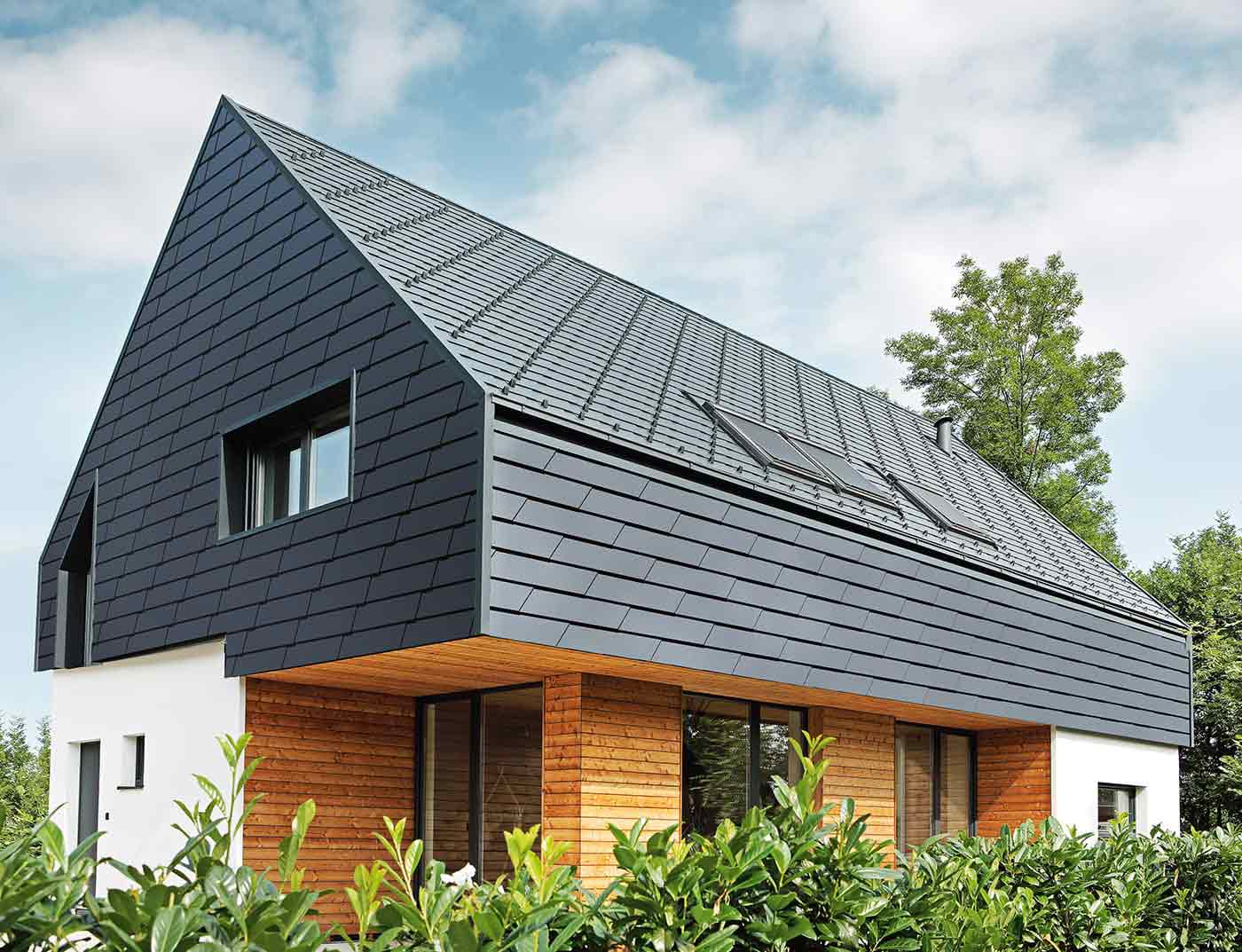 Referensobjekt PREFA Fasadsystem Väggshingel XL 02 P.10 antracitgrå