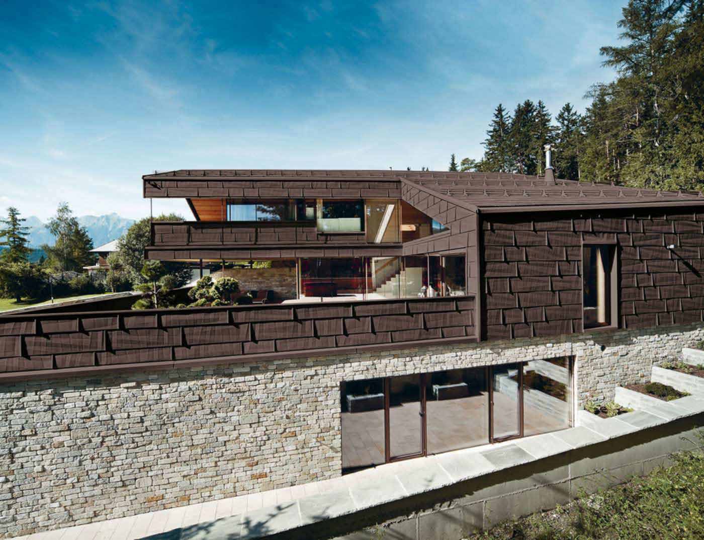 Referensobjekt PREFA Fasadsystem Fasadpanel FX.12 11 P.10 nötbrun